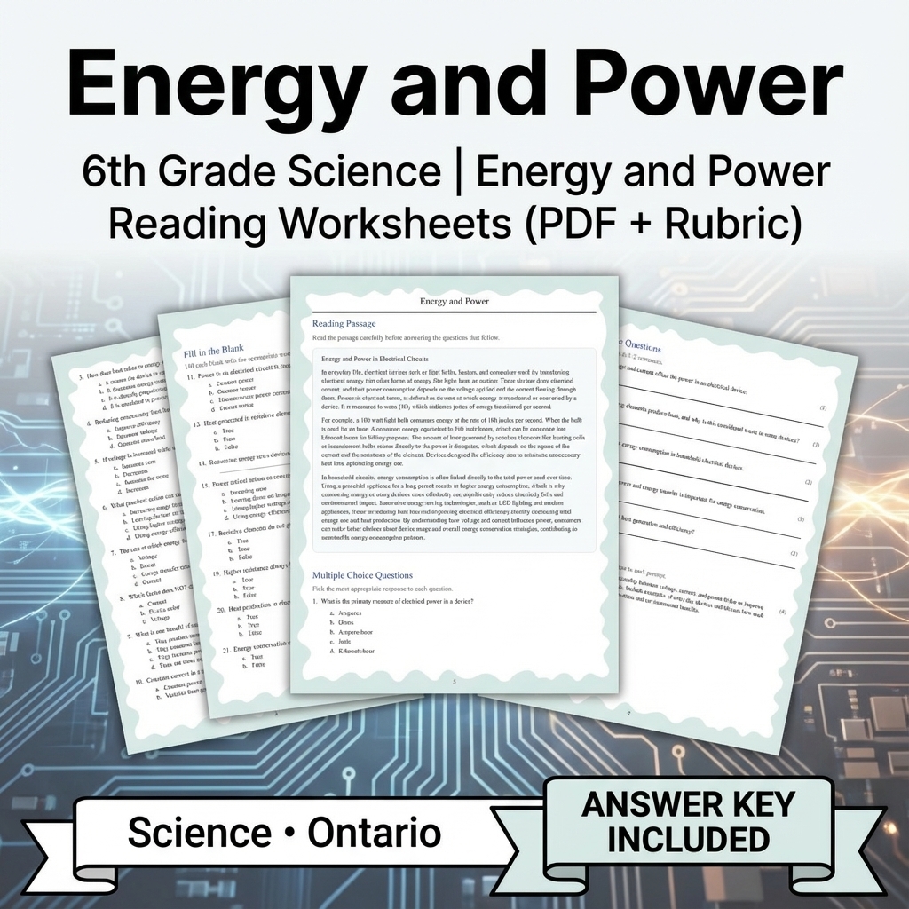 Grade 6 Science – Ecology, Circuits, Astronomy & More (PDF + Answer Key ) — included worksheet 23