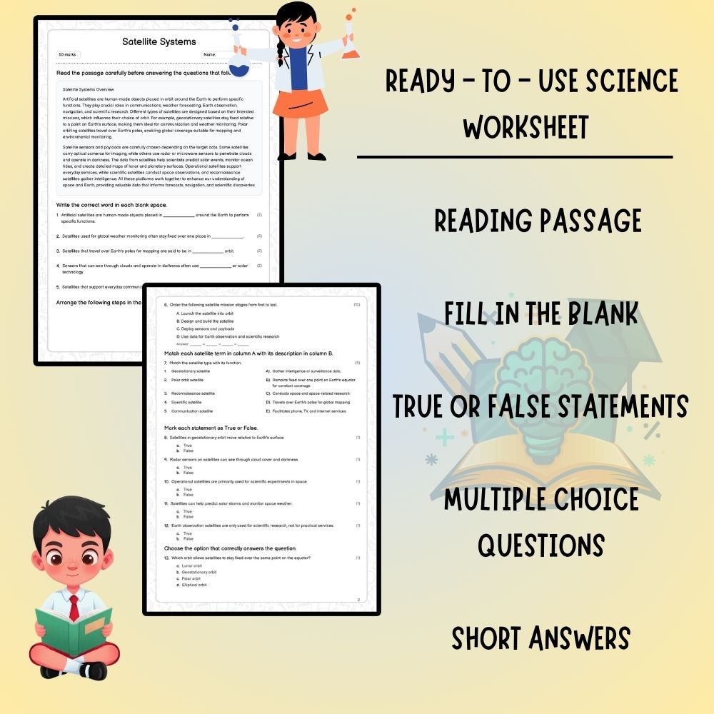 Grade 6 Science worksheet worksheet — 6th Grade Science | Satellite Systems Worksheet (PDF ) - Ontario Standards — page 2