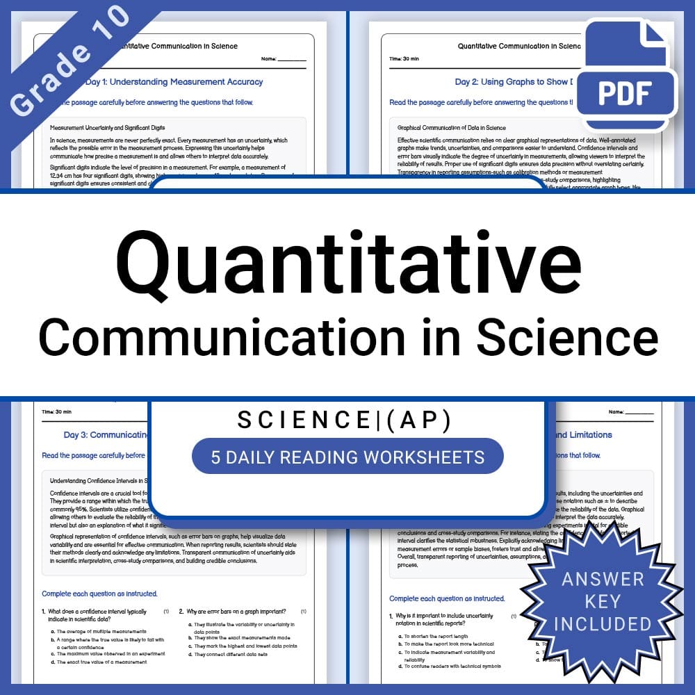 Grade 10 Science – Quantitative Communication  Worksheet + Answer Key