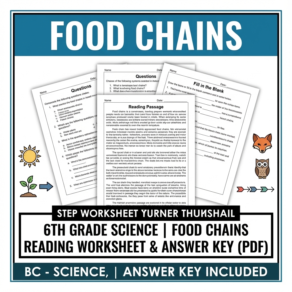 6th Grade Science | Food Chains Reading Worksheet & Answer Key (PDF)