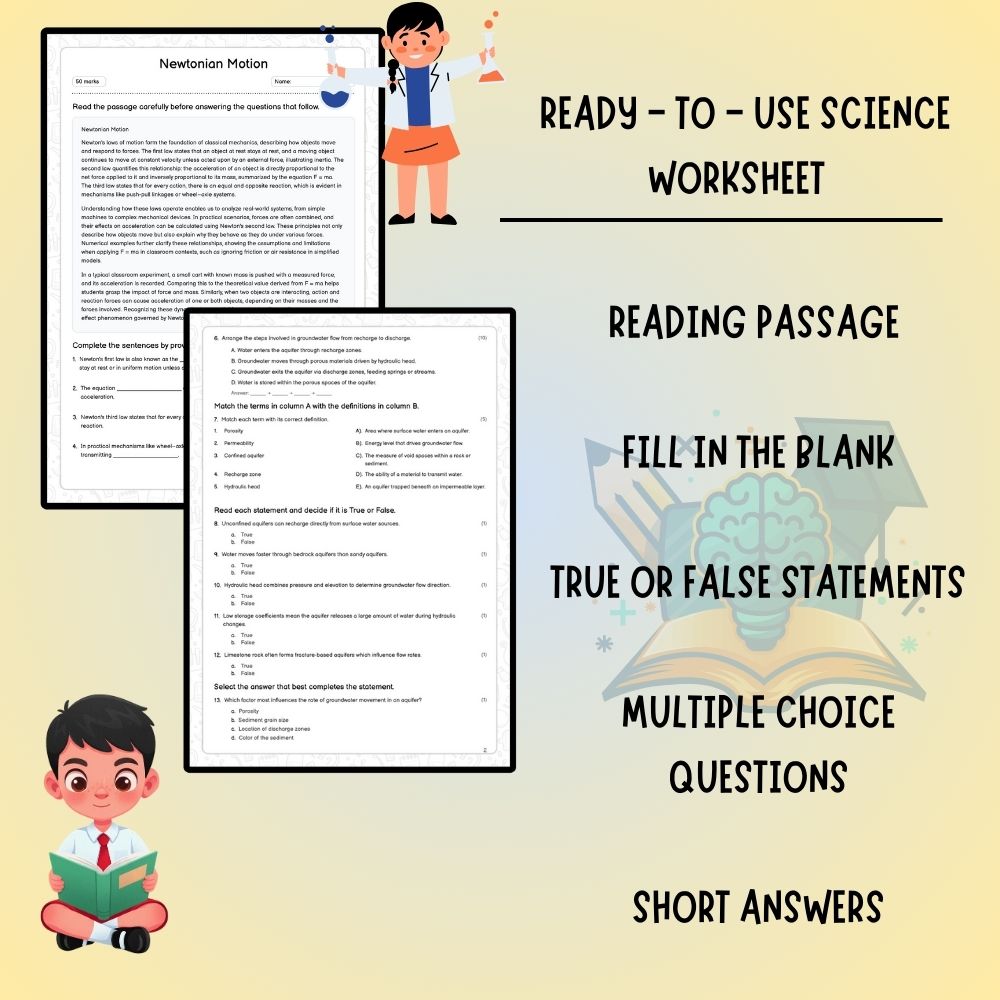 Grade 8 Science worksheet worksheet — Grade 8 Science | Newtonian Motion Worksheet (PDF) – Ontario Standards — page 2