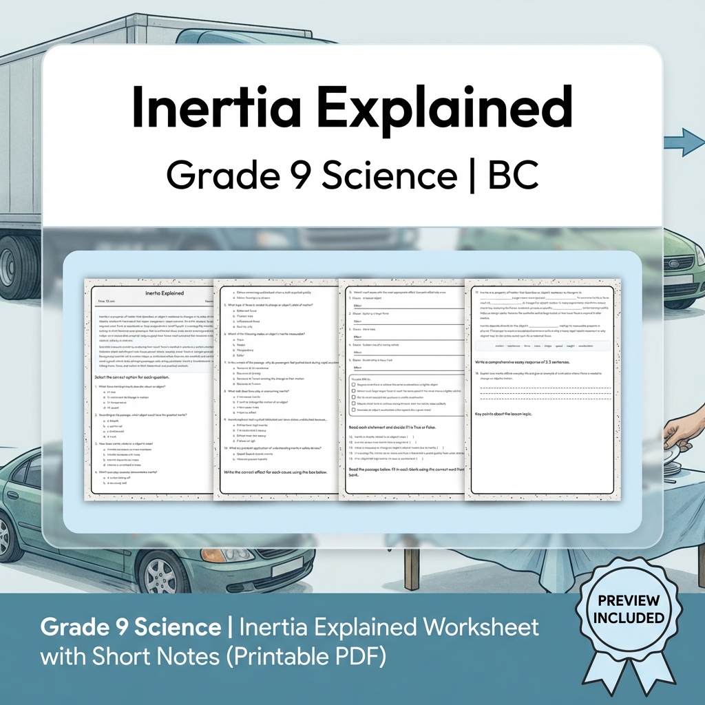 Grade 9 Science Lesson Bundle | Energy, Forces & Motion Worksheets — included worksheet 5
