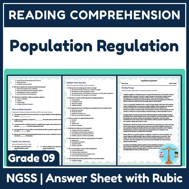 Grade 9 Science reading worksheets worksheet — 9th Grade Science | Population Regulation Reading Worksheet & Answer Key (P…