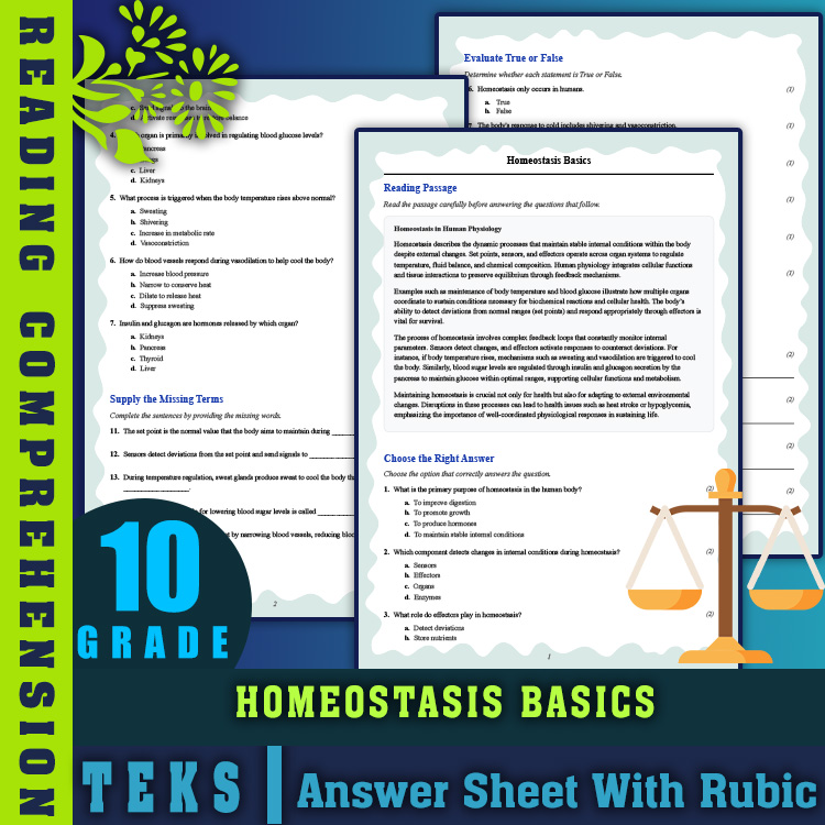 Grade 10 Science reading worksheets worksheet — Grade 10 Science | Homeostasis Basics Reading Worksheet & Answer Key (PDF)…