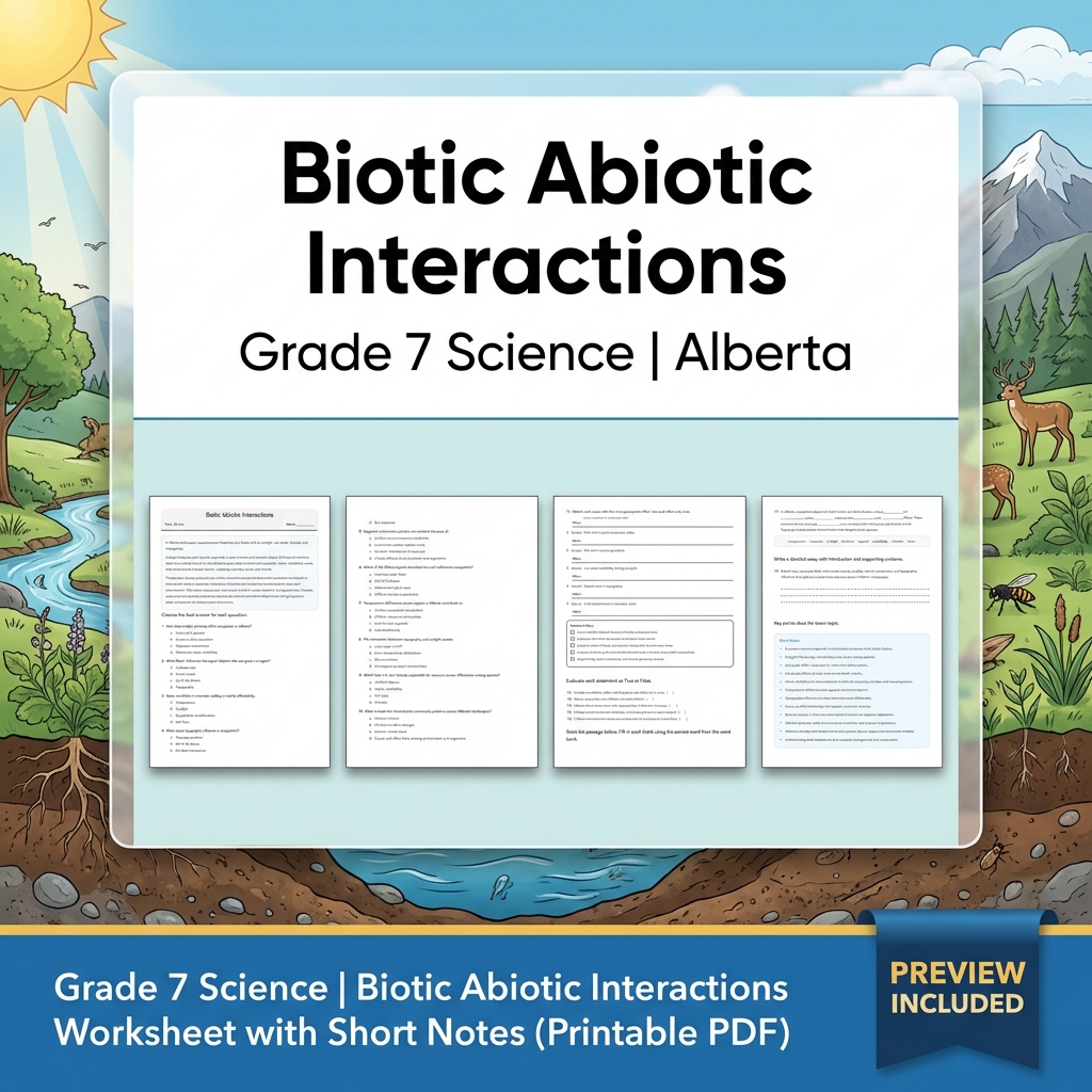 Grade 7 Science | Interactions & Ecosystems UNIT Bundle – Alberta Curriculum — included worksheet 11