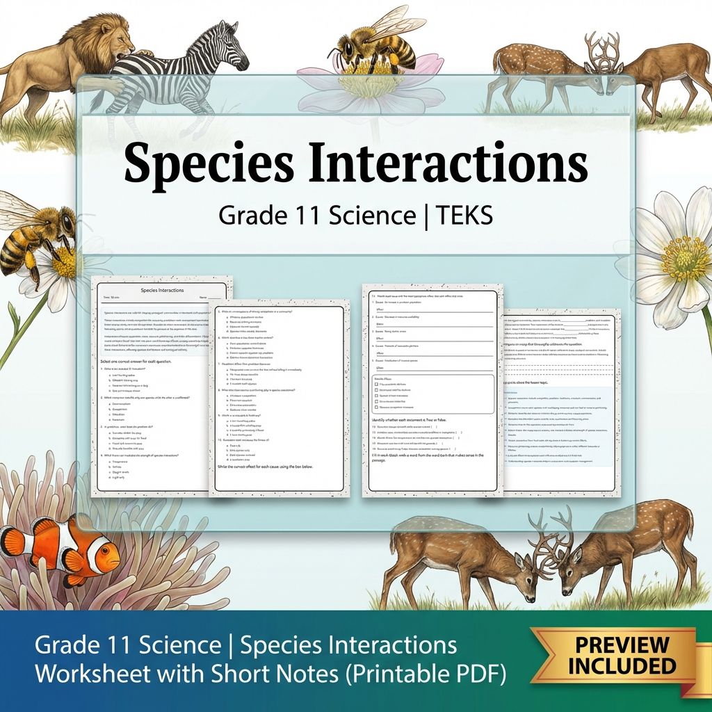 Grade 11 Science Worksheet Bundle | Genetics, Evolution & Human Body (PDF) — included worksheet 29