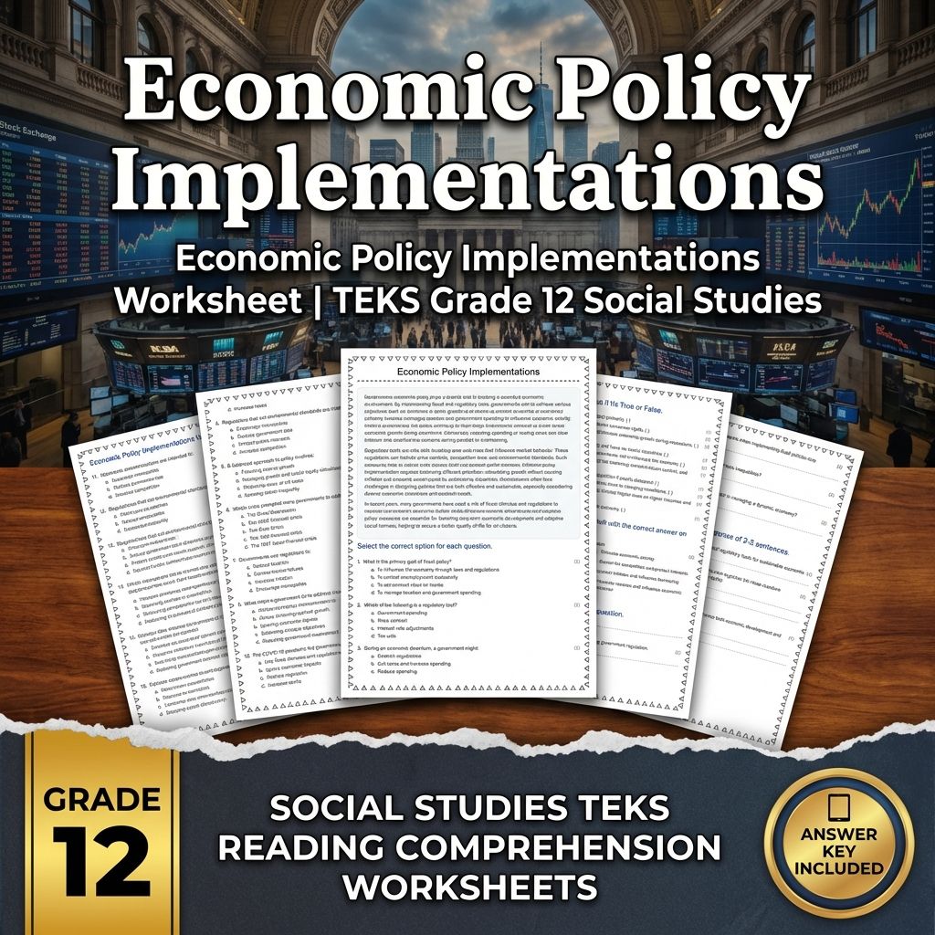 Economic Policy Implementations Worksheet | TEKS Grade 12 Social Studies