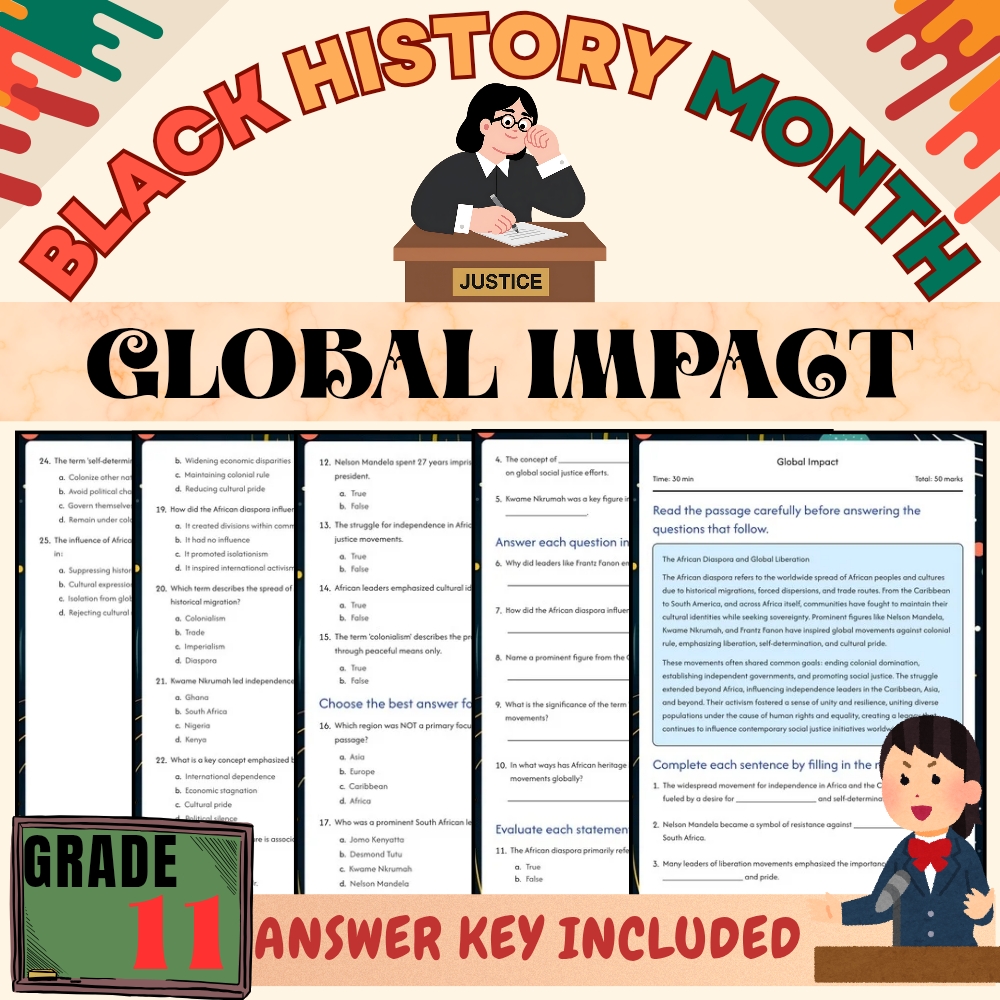 Grade 11 | Global Impact Black Friday Worksheet for Mastery | PDF + Answer Key