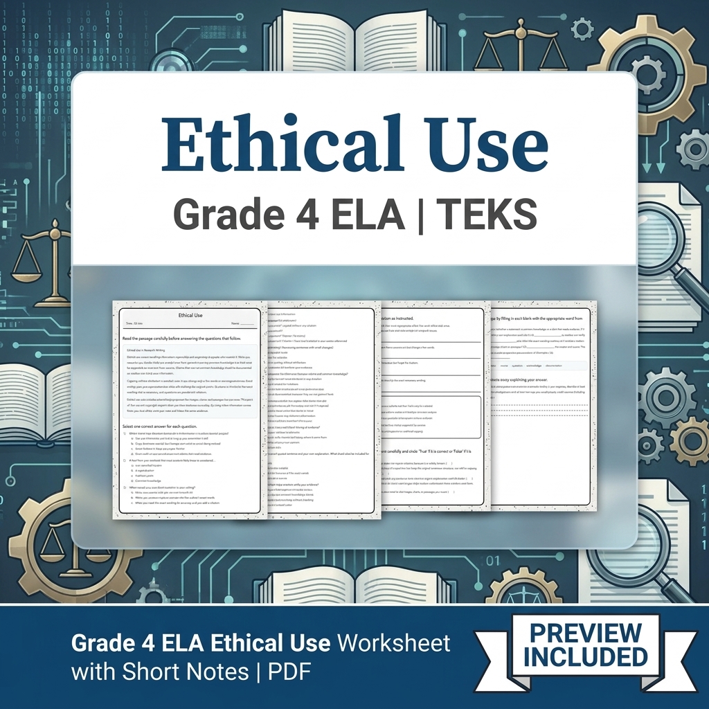 Grade 4 ELA Writing and Reading Skills Full-Year Bundle (TEKS) — included worksheet 21