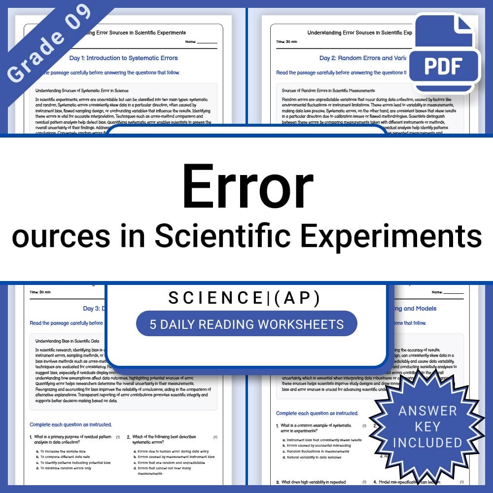 Grade 9 Science Lesson Group - AP Framework Daily Reading Worksheets — included worksheet 3