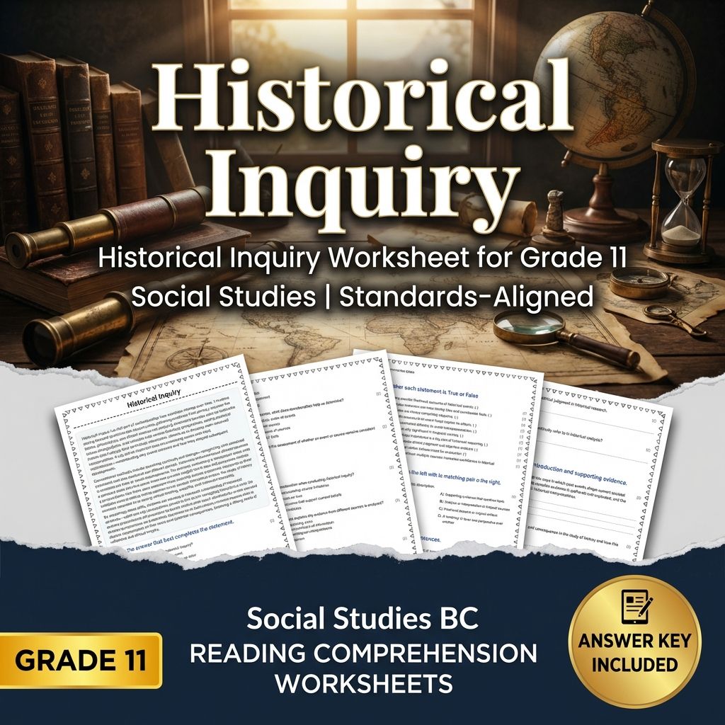 Historical Inquiry Worksheet for Grade 11 Social Studies | Standards-Aligned
