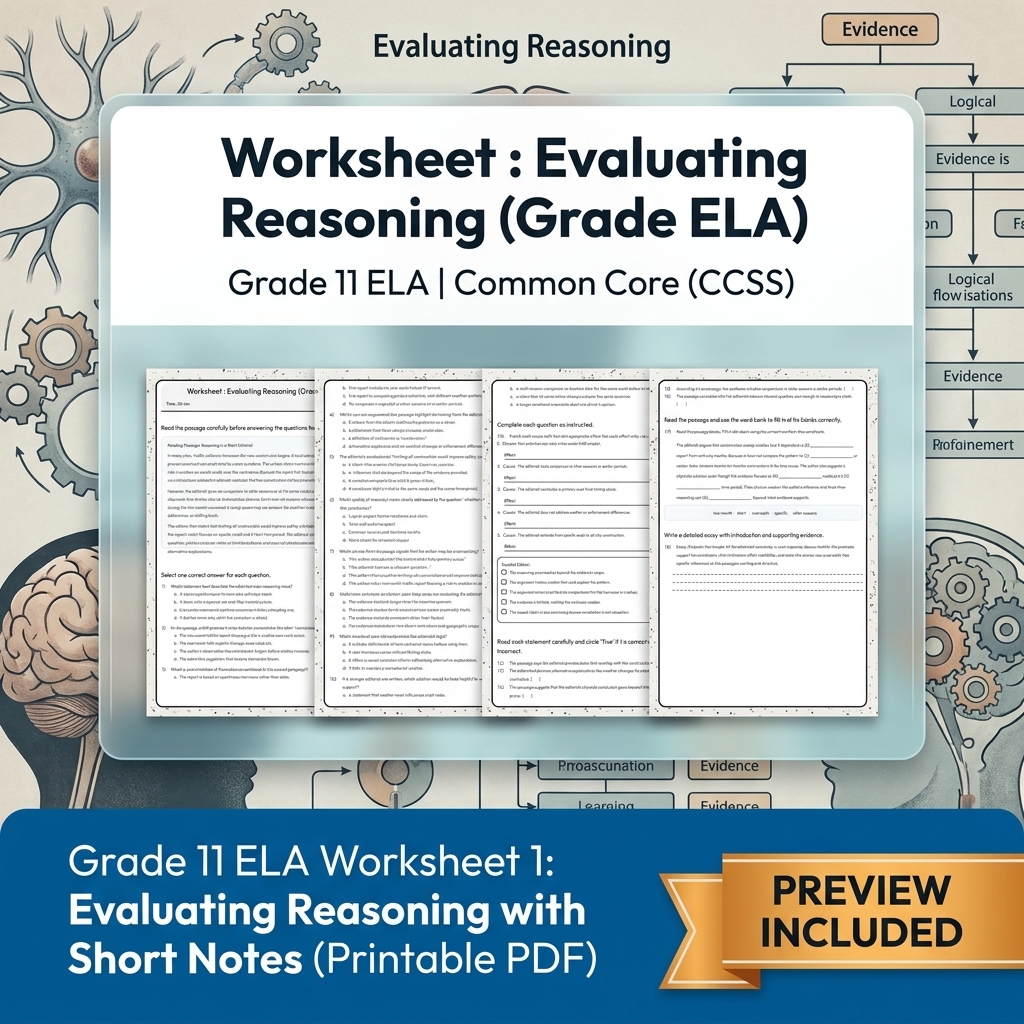 Grade 11 ELA Text Analysis and Writing Full-Year Bundle: Common Core (CCSS) — included worksheet 17