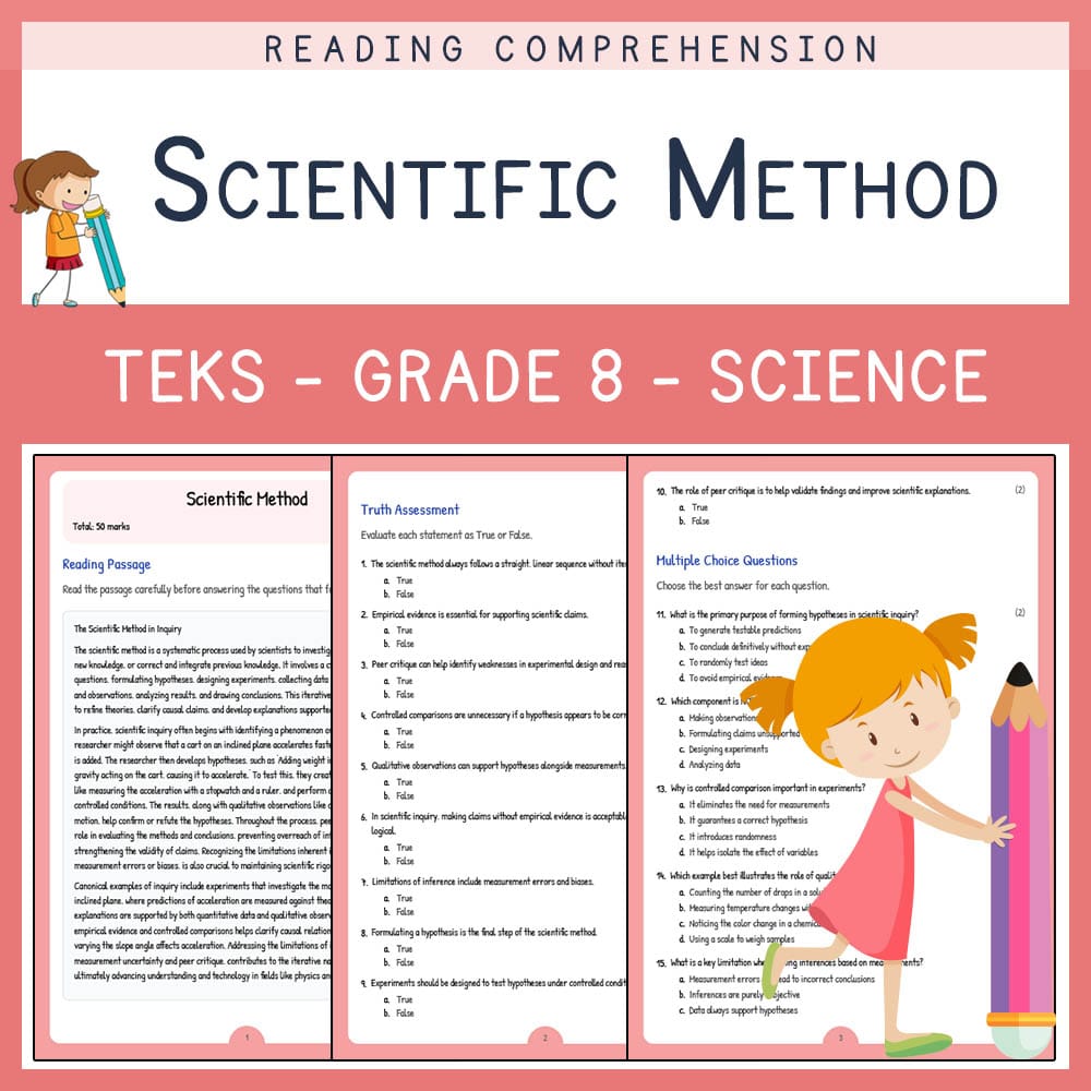 Grade 8 Science worksheet elena worksheet — Grade 8 Science | Scientific Method Worksheet | TESK Aligned — page 1