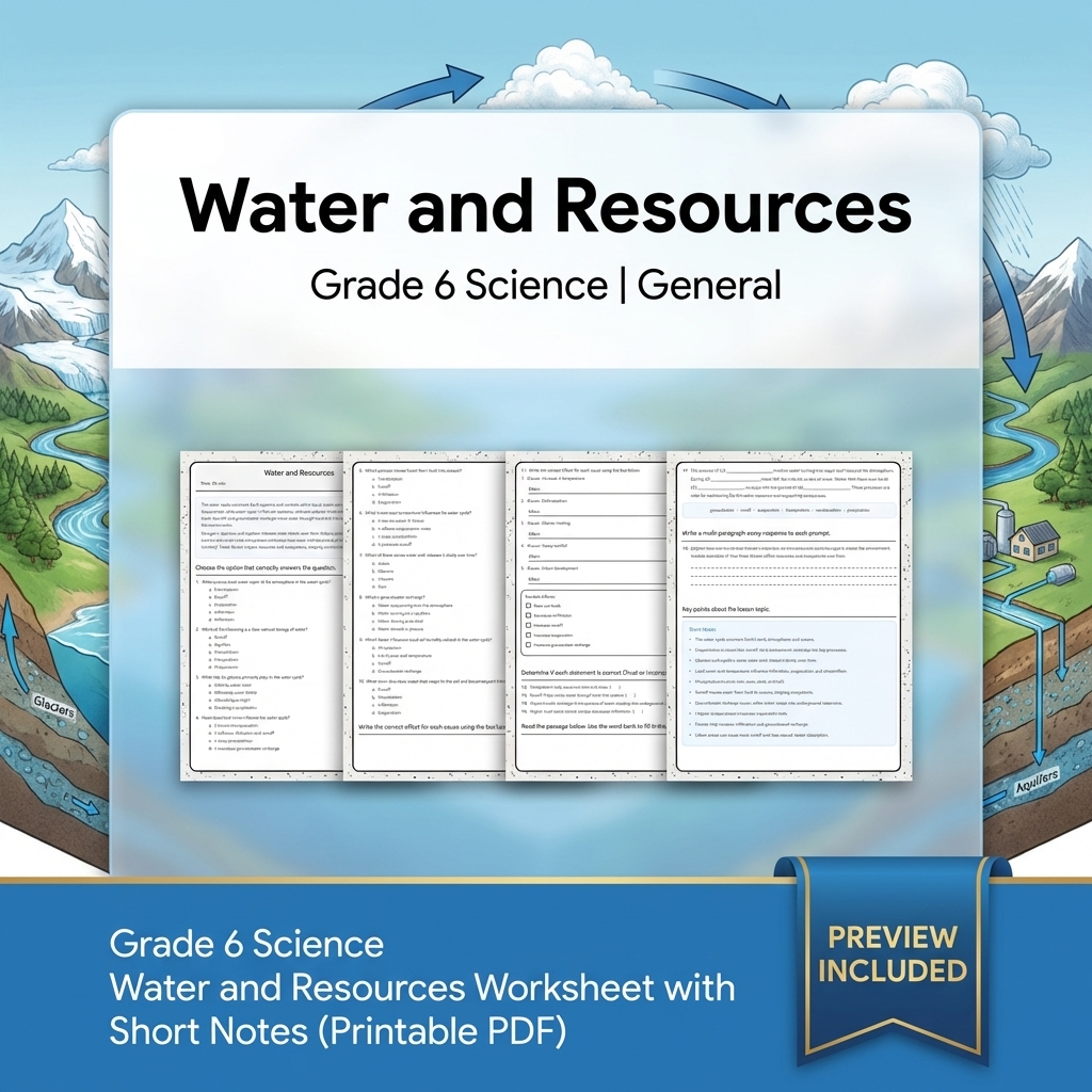 Grade 6 Science Lesson Group  Weather, Water, Space, Erosion & Climate  — included worksheet 7