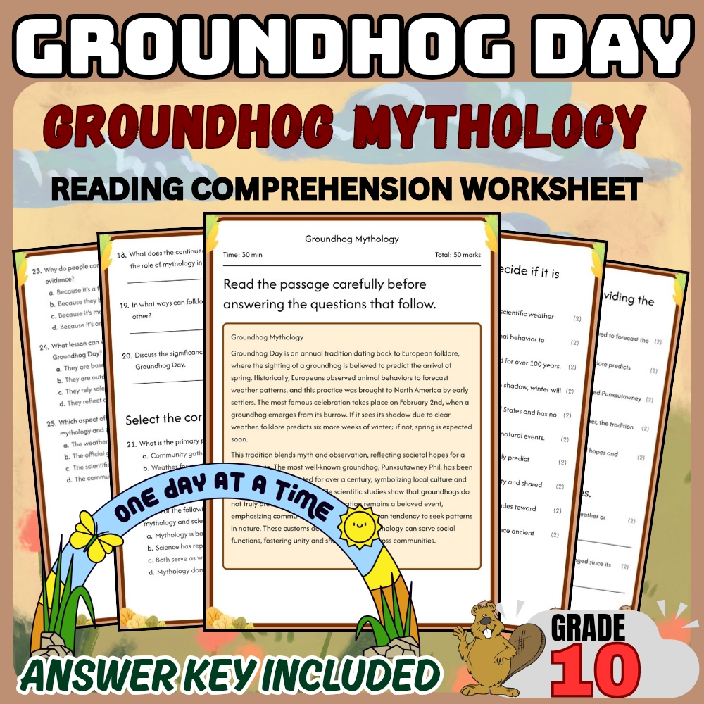 Grade 10 Holiday Groundhog Day for Mastering Mythology & Weather|PDF+Answer Key