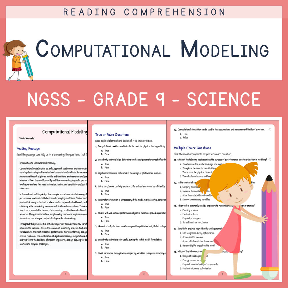 Grade 9 Science worksheet worksheet — Grade 9 Science | Computational Modeling Worksheet & Answer Key (NGSS Alignment) — p…