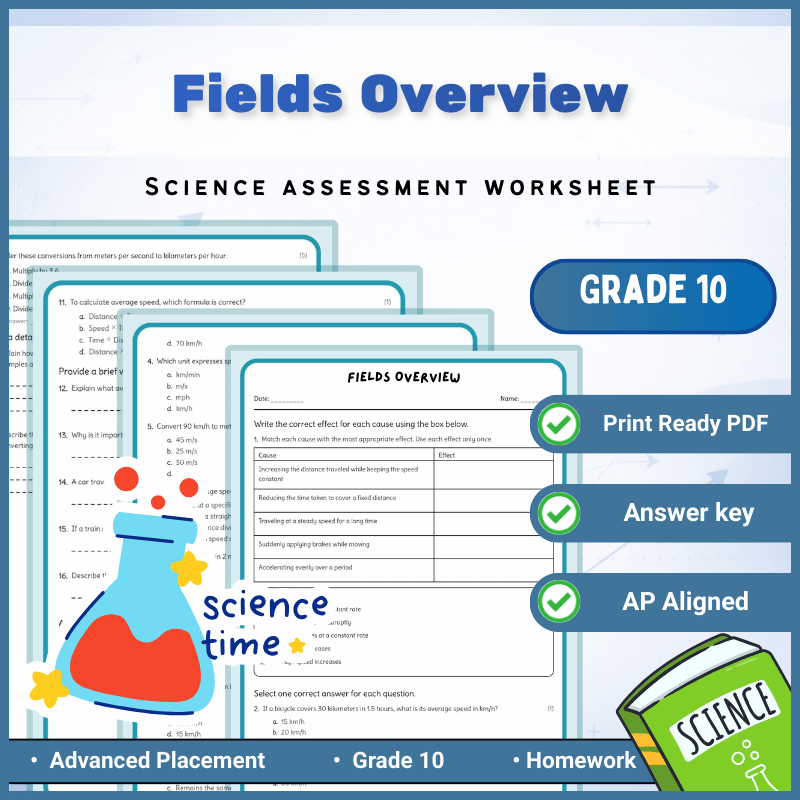 Grade 10 Science | Fields Overview Worksheet (Answer Key) – AP Standards