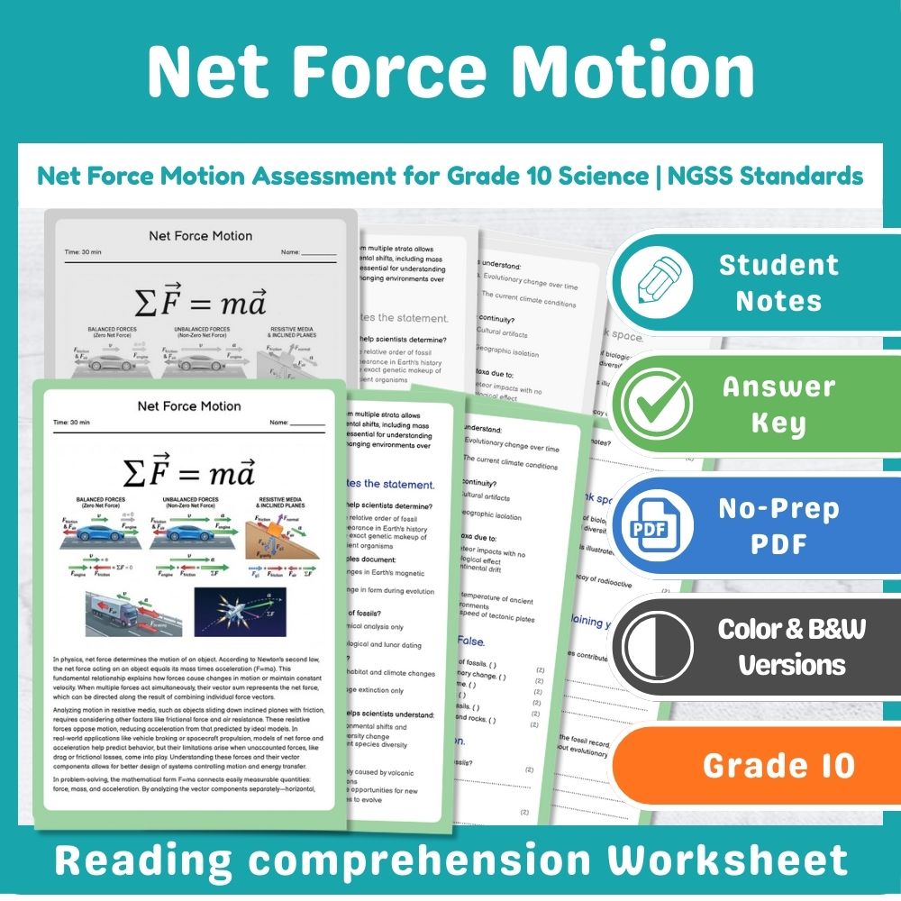 Grade 10 Science Mini Bundle | Motion & Forces NGSS-aligned Not Specified — included worksheet 4