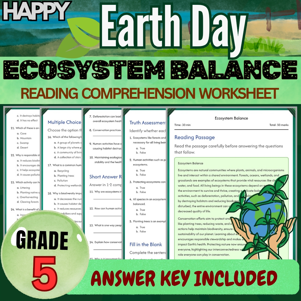 Grade 5 Seasonal Science Unit Bundle | Earth Day & Climate Change Worksheets — included worksheet 3