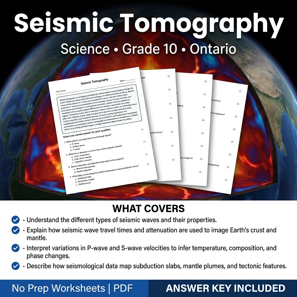 Grade 10 Science Worksheet on Seismic Tomography | Ontario Standards