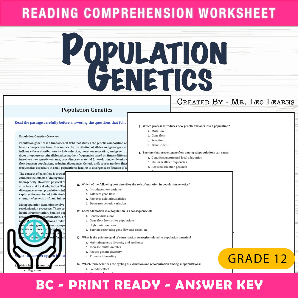 Grade 12 Science worksheet mcq paper worksheet — Grade 12 Science — Worksheet MCQ Paper for Mastering Population Genetics…