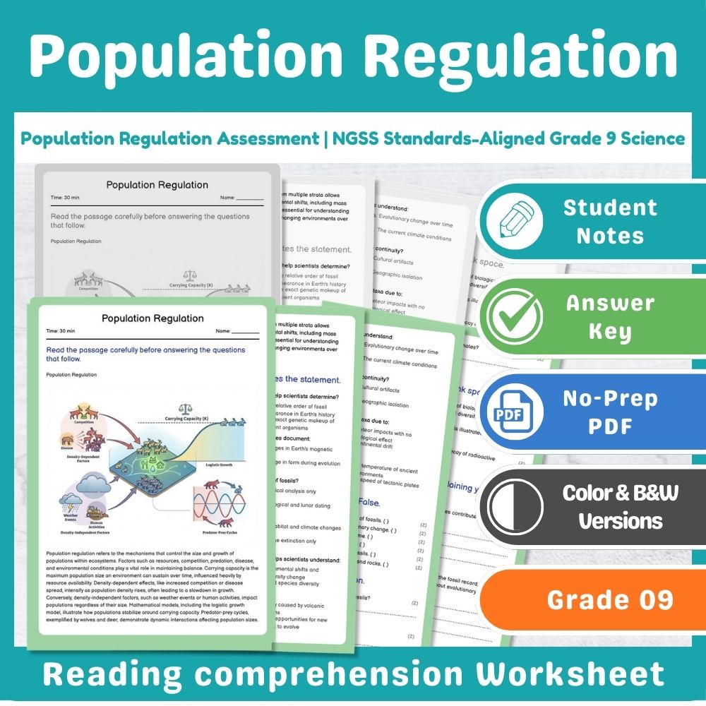 Population Regulation Assessment | NGSS Standards-Aligned Grade 9 Science
