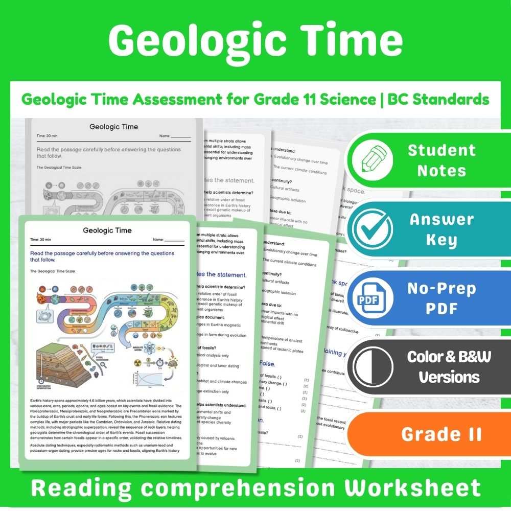 Grade 11 Science Assessment | Plate Tectonics BC Standards Mini Bundle — included worksheet 7