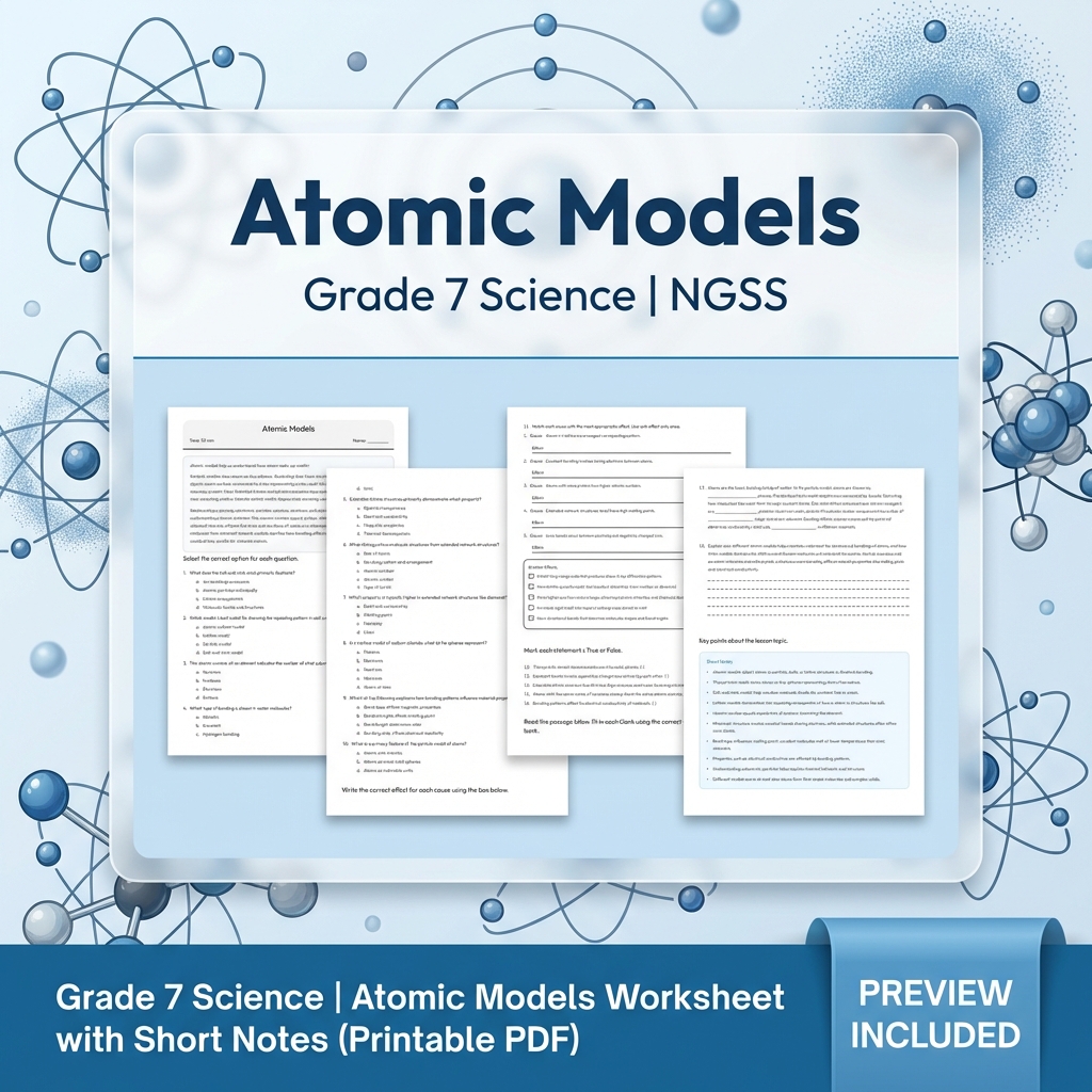 Grade 7 Science | Matter and Its Interactions NGSS Worksheet Collection — included worksheet 5