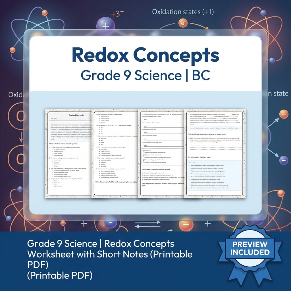 Grade 9 Science Lesson Bundle | BC Framework Focused Worksheets — included worksheet 9
