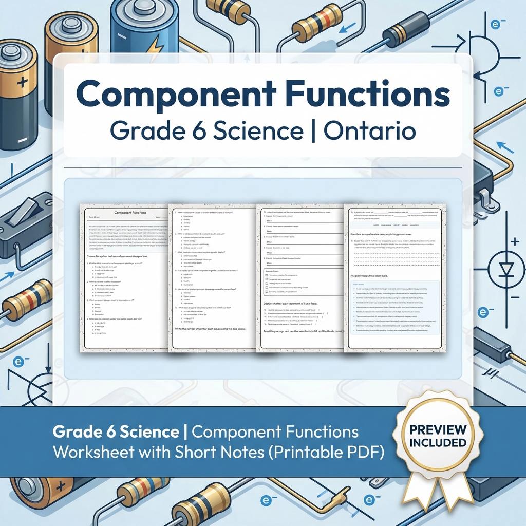 Grade 6 Science Lesson Group on Energy, Circuits & Properties  — included worksheet 9