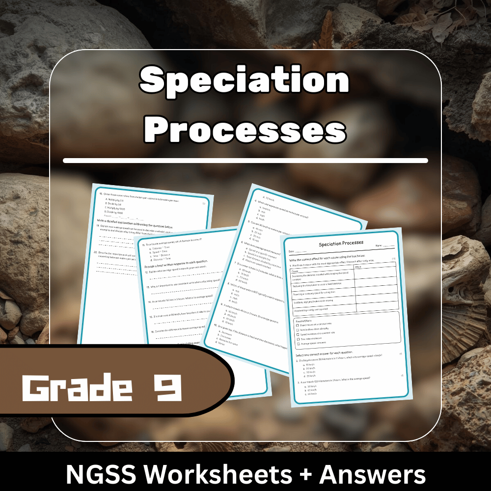 Grade 9 Science | Speciation Processes Worksheet - Answer Key (NGSS Standards)