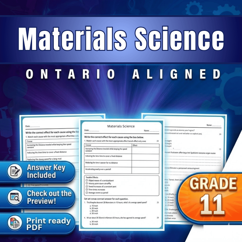 Grade 11 Science – Materials Science Worksheets (Ontario Standards) (PDF)