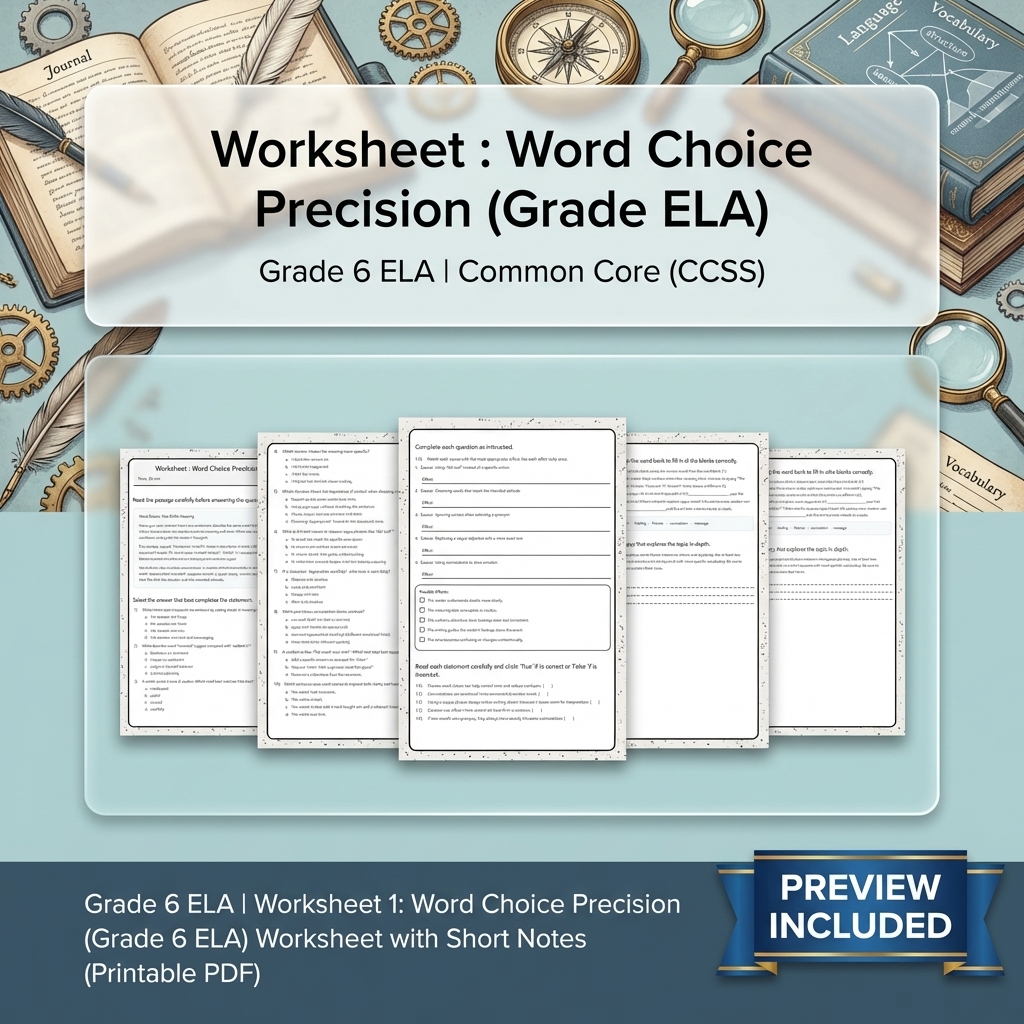 Grade 6 ELA Reading, Writing, & Grammar Full-Year Bundle (Common Core CCSS) — included worksheet 17