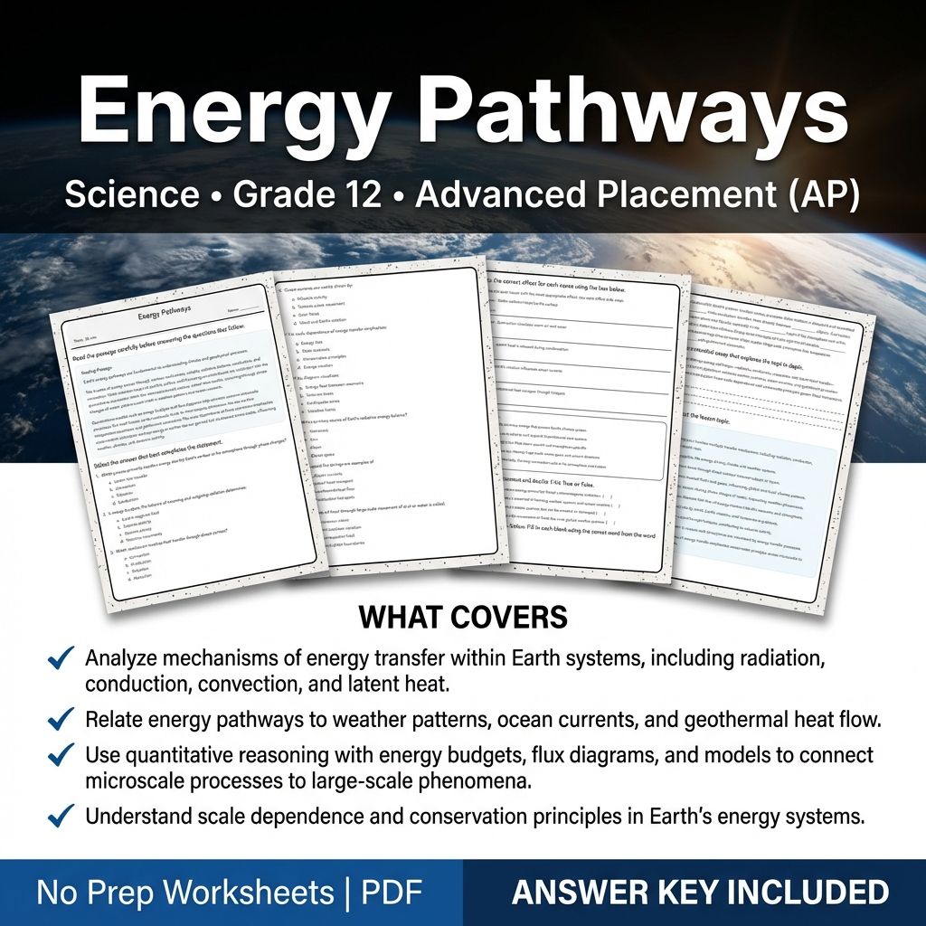 Grade 12 Science Unit Worksheets Pack | Earth's Systems & Surface Processes — included worksheet 6