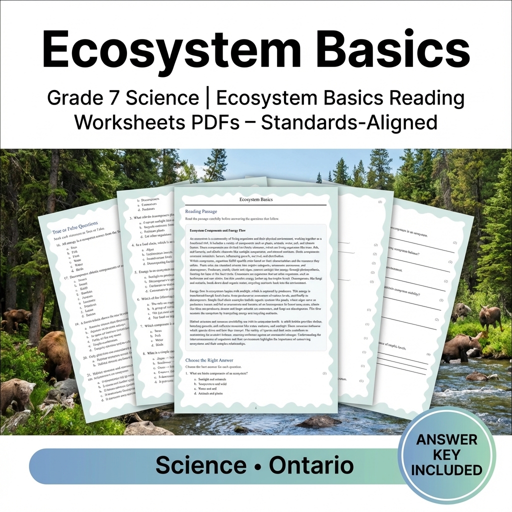 Grade 7 Science | Ecosystems, Biodiversity & Environmental Stewardship — included worksheet 3