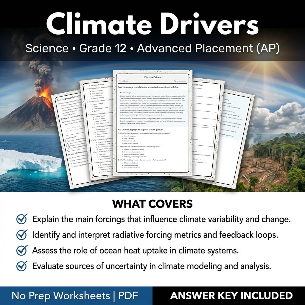 Grade 12 Science Unit Worksheets Pack | Earth's Systems & Surface Processes — included worksheet 7