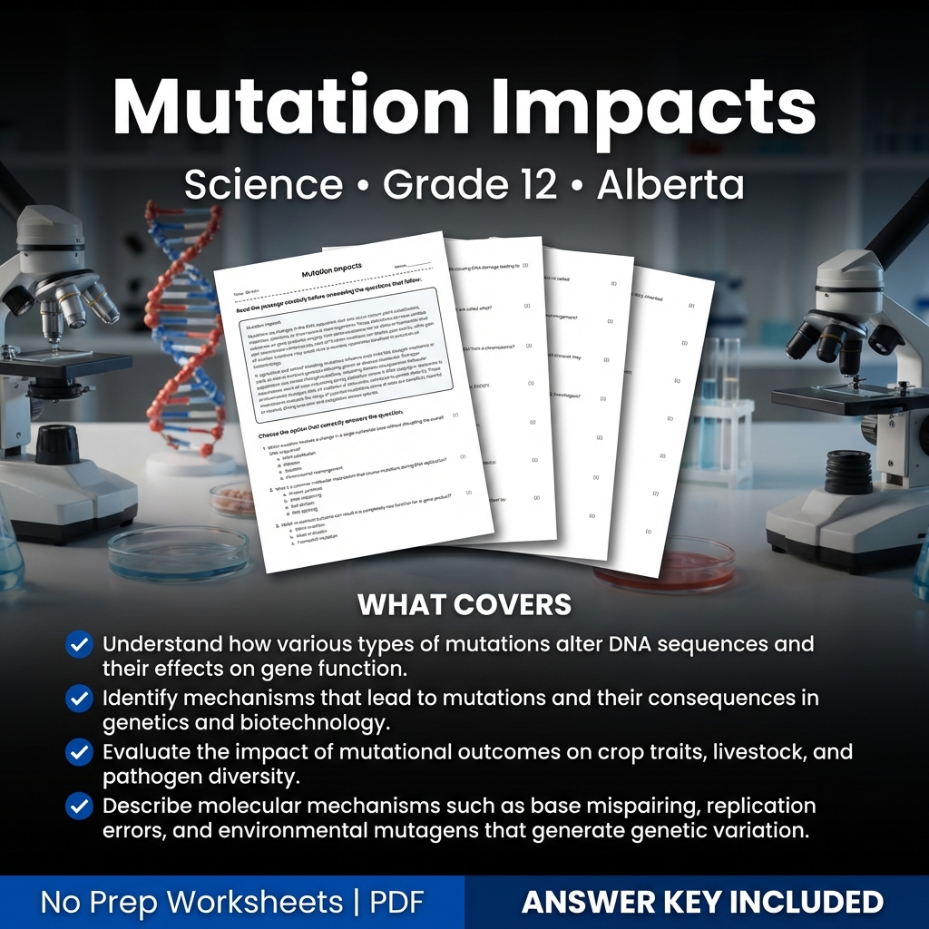 Mutation Impacts Worksheet for Grade 12 Science | Alberta Standards