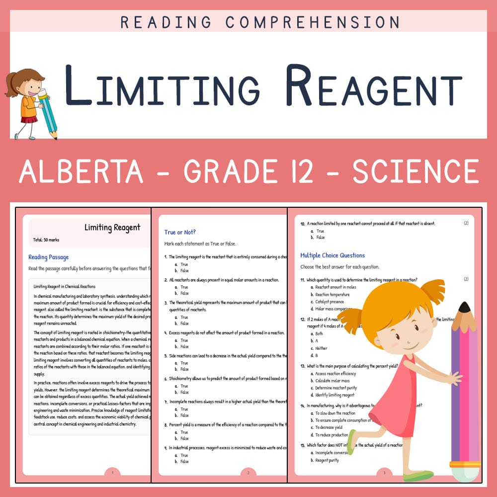 Grade 12 Science worksheet elena worksheet — Grade 12 Science | Chemistry Limiting Reagent Worksheet | Alberta Standards —…
