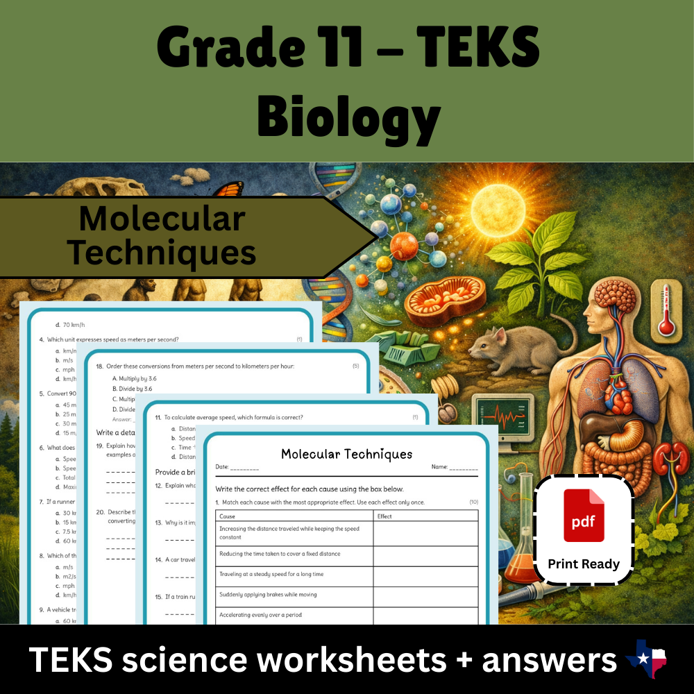 Grade 11 Science | Evolution, Cells & Genetics TEKS Bundle (Worksheet Pack) — included worksheet 27