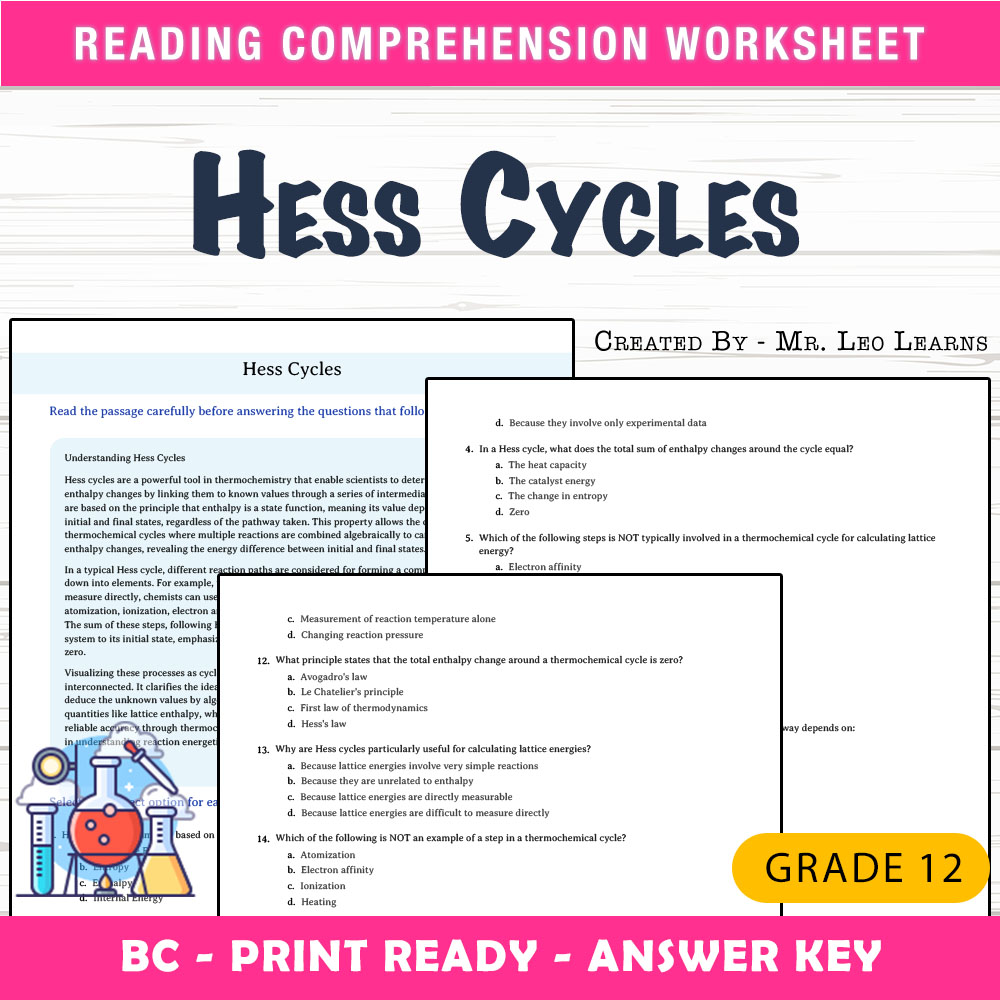 Grade 12 Science worksheet mcq paper worksheet — Grade 12 Science — Hess Cycles Worksheet MCQ Paper for Mastery — page 1