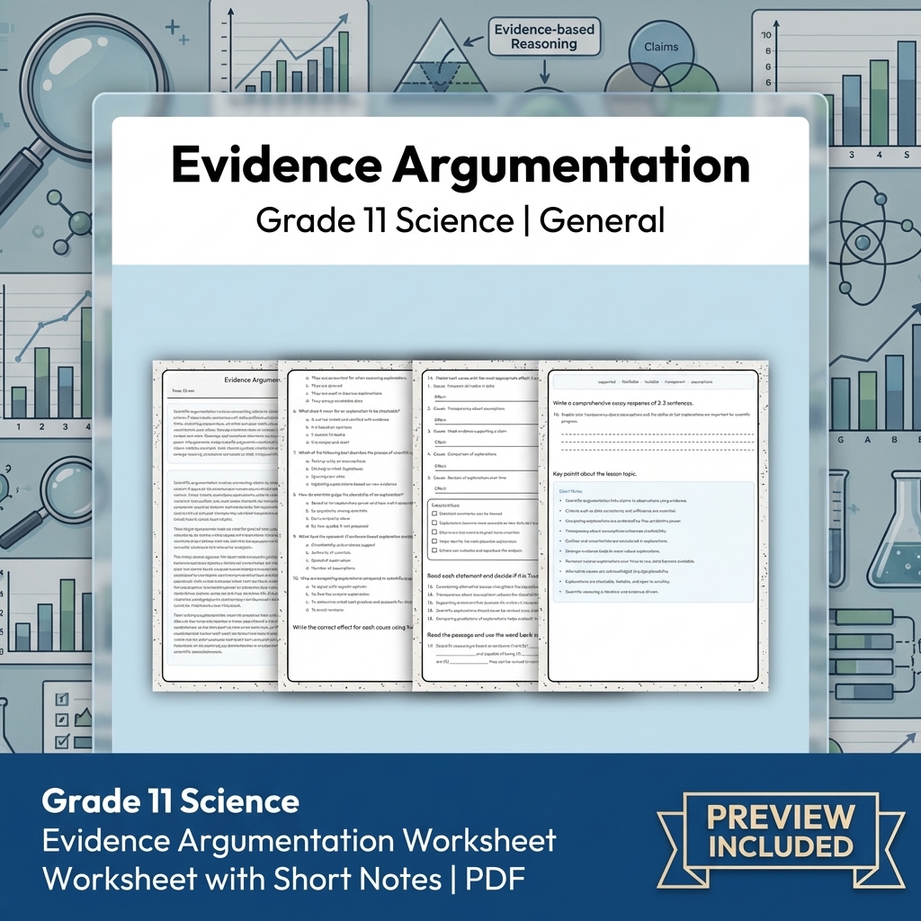 Grade 11 Science Modeling and Evidence Full-Year Bundle: General Framework — included worksheet 20