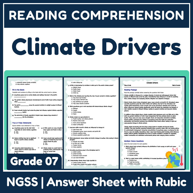 Science reading worksheets worksheet — 7th Grade Science | Climate Drivers Reading Worksheets NGSS-Aligned + Answer Key —…