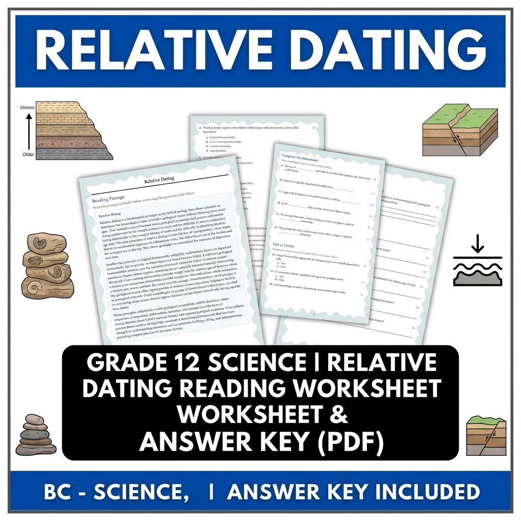 Grade 12 Science | Relative Dating Reading Worksheet & Answer Key (PDF)