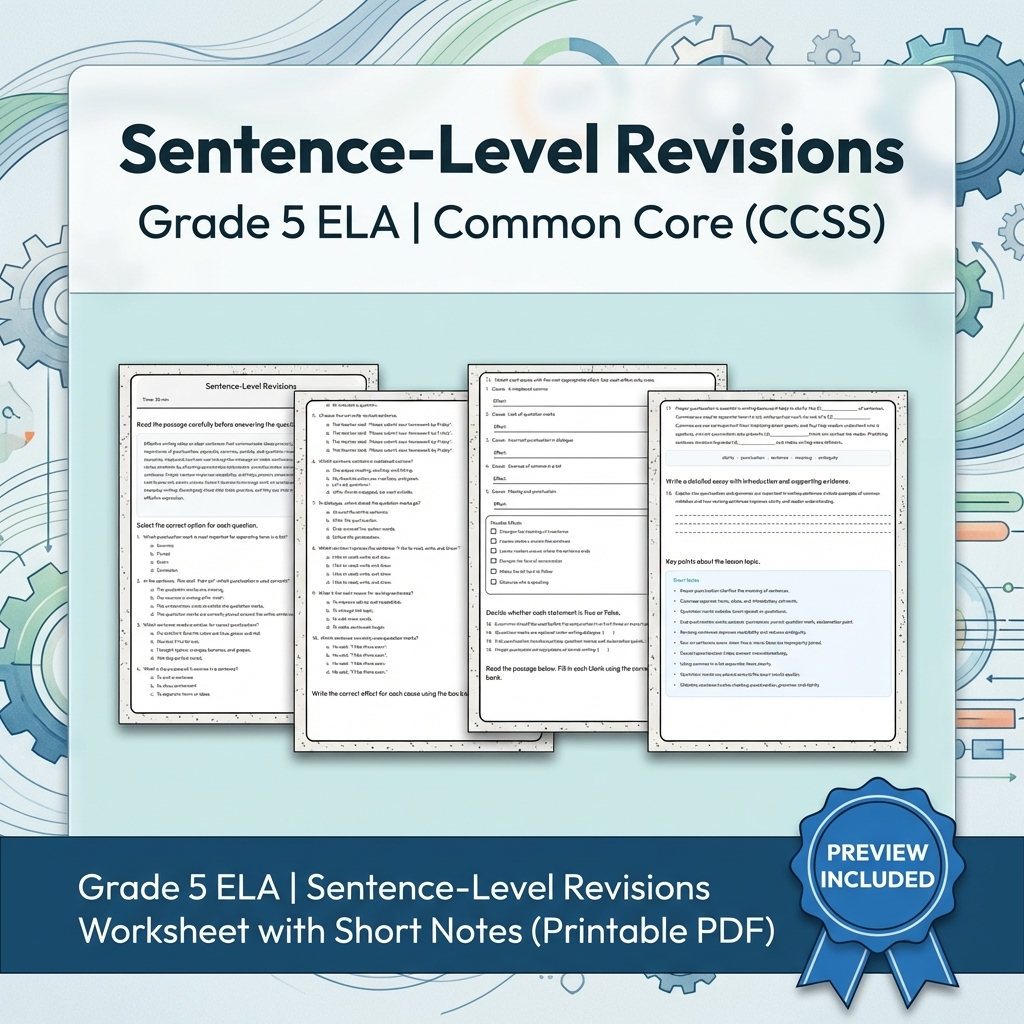 Grade 5 Text Evidence, Writing, and Language ELA Full-Year Bundle — included worksheet 24