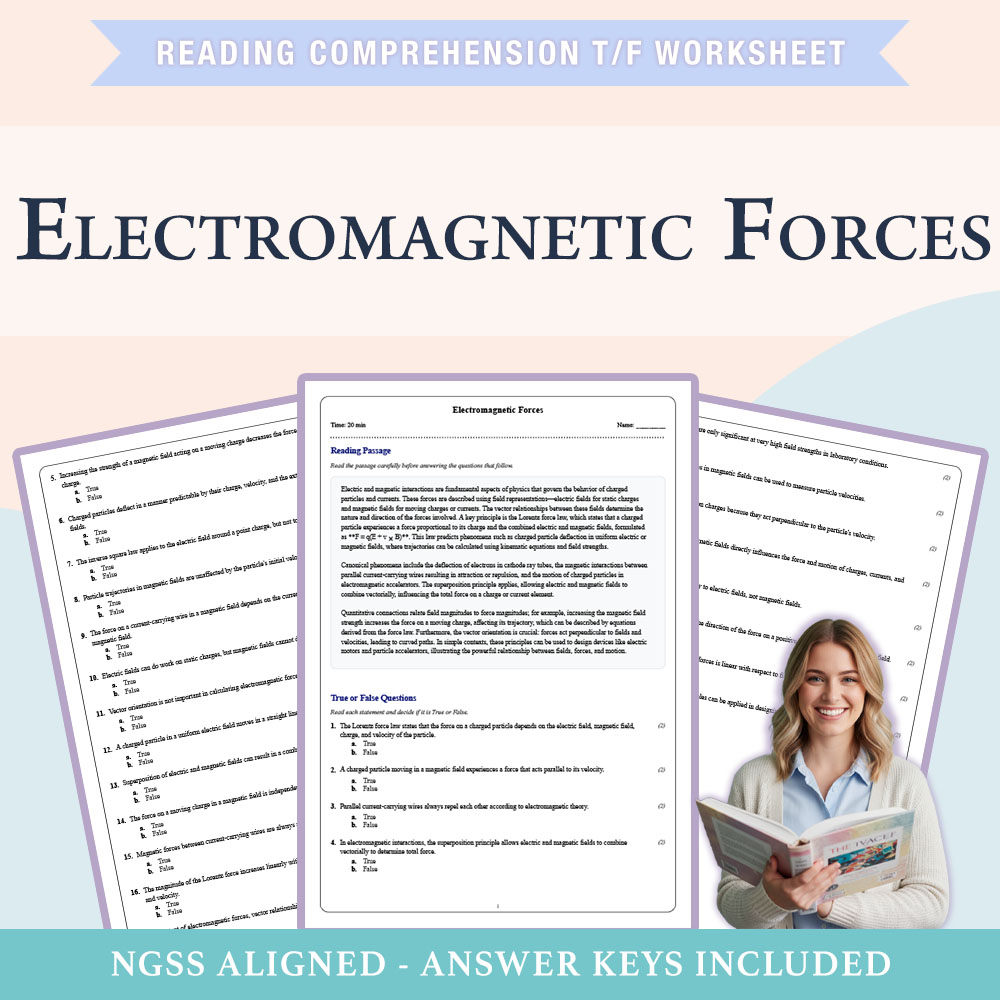 Grade 10 Science reading comprehensions true or false worksheet worksheet — Grade 10 Science | Electromagnetic Forces Work…