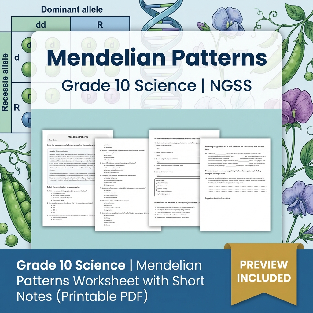 Grade 10 Science | Heredity, Inheritance & Traits NGSS Unit Bundle (worksheets) — included worksheet 1
