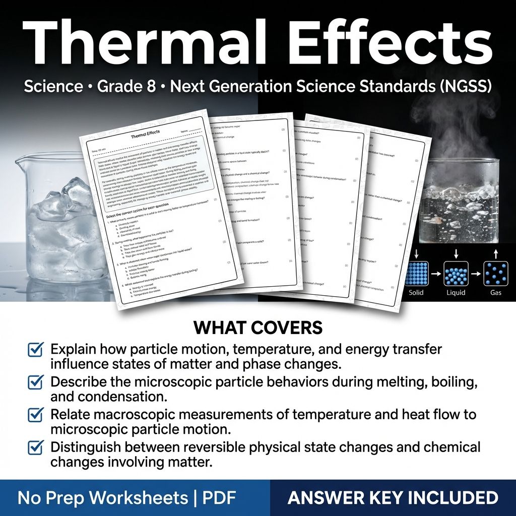 8th Grade Science | Thermal Effects Worksheet & Answer Key (Printable PDF)