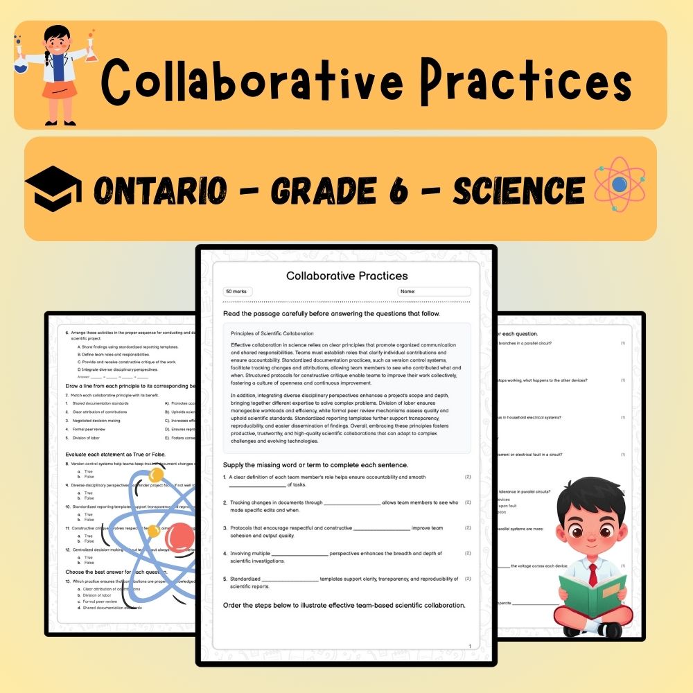 Grade 6 Science worksheet worksheet — 6th Grade Science | Collaborative Practices Worksheet (PDF) — page 1