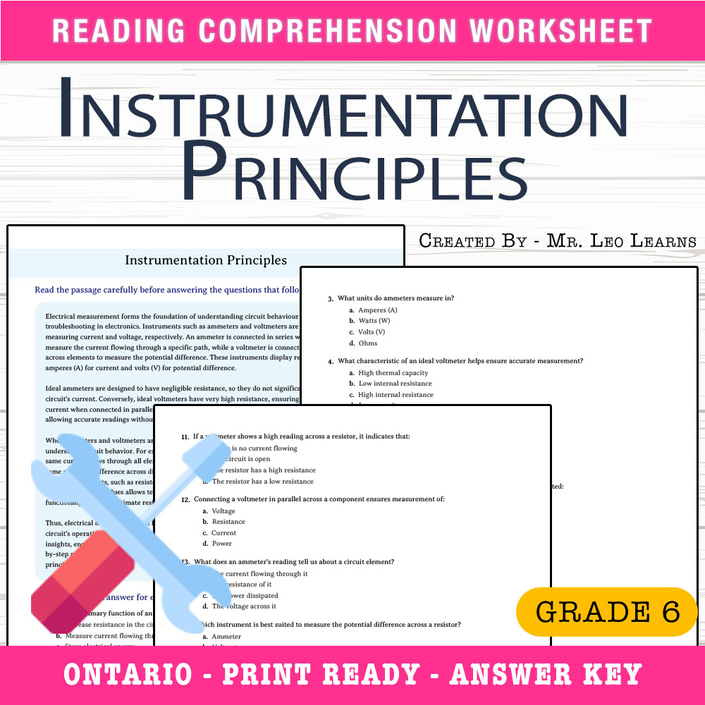 Grade 6 Science worksheet — Grade 6 Science – Instrumentation Principles Worksheet for Mastery — page 1
