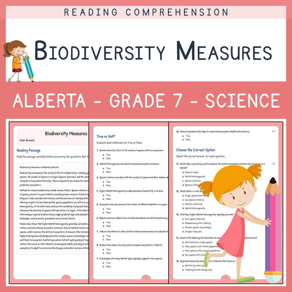 Grade 7 Science worksheet elena worksheet — Grade 7 Science Assessment | Biodiversity Measures Worksheet Elena | Alberta —…